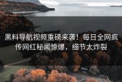 黑料导航视频重磅来袭！每日全网疯传网红秘闻惊爆，细节太炸裂