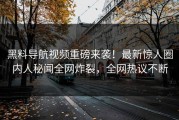 黑料导航视频重磅来袭！最新惊人圈内人秘闻全网炸裂，全网热议不断