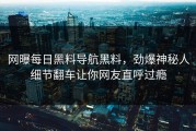 网曝每日黑料导航黑料，劲爆神秘人细节翻车让你网友直呼过瘾