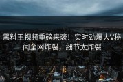 黑料王视频重磅来袭！实时劲爆大V秘闻全网炸裂，细节太炸裂