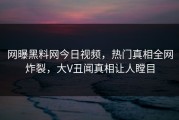 网曝黑料网今日视频，热门真相全网炸裂，大V丑闻真相让人瞠目