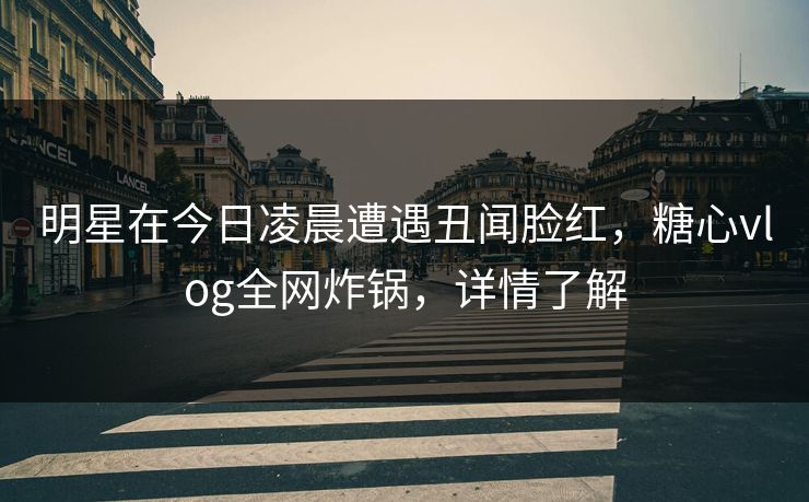 明星在今日凌晨遭遇丑闻脸红，糖心vlog全网炸锅，详情了解