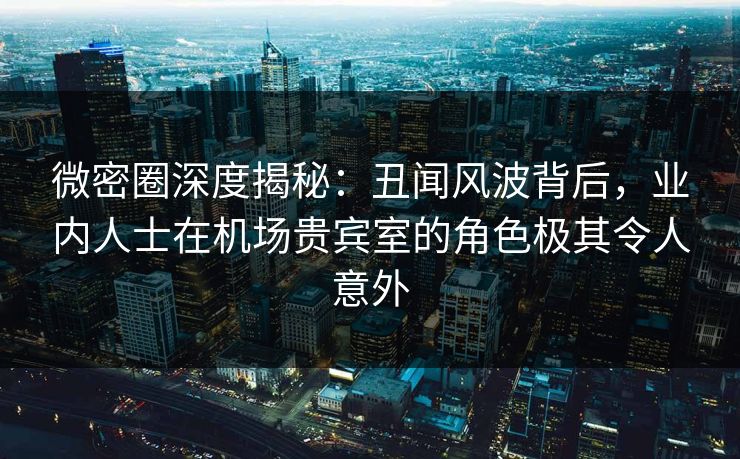 微密圈深度揭秘：丑闻风波背后，业内人士在机场贵宾室的角色极其令人意外