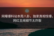 网曝爆料站本周八卦，独家真相惊爆，网红丑闻细节太炸裂