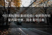 今日黑料导航重磅视频！全网疯传明星内幕惊爆，网友直呼过瘾