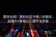 震惊全网！黑料社区今晚八卦翻车，劲爆大V真相让人细节太炸裂