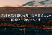 黑料王黑料重磅来袭！每日震撼大V秘闻揭秘，全网热议不断