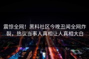 震惊全网！黑料社区今晚丑闻全网炸裂，热议当事人真相让人真相大白