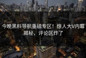 今晚黑料导航重磅专区！惊人大V内幕揭秘，评论区炸了