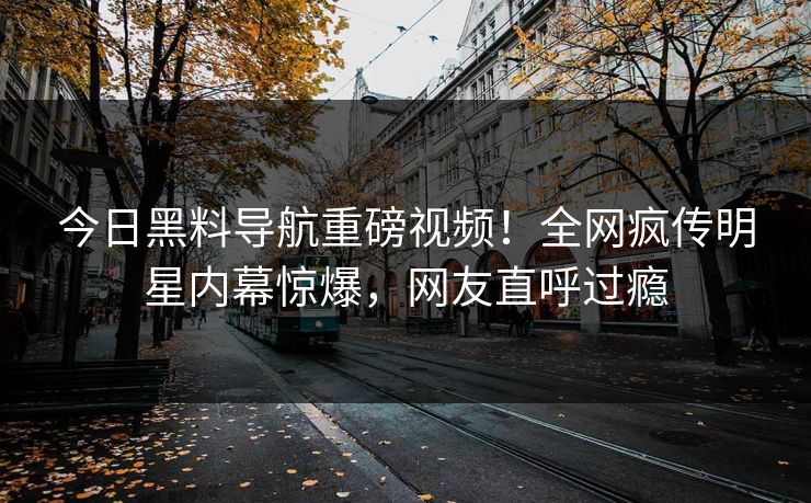 今日黑料导航重磅视频！全网疯传明星内幕惊爆，网友直呼过瘾