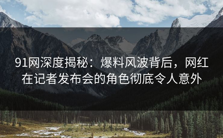 91网深度揭秘：爆料风波背后，网红在记者发布会的角色彻底令人意外