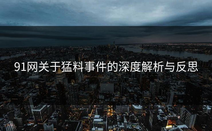 91网关于猛料事件的深度解析与反思