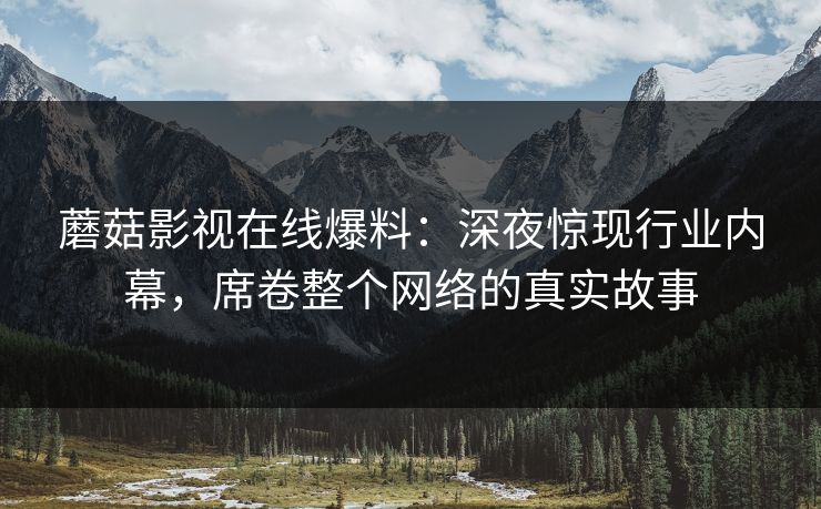蘑菇影视在线爆料：深夜惊现行业内幕，席卷整个网络的真实故事